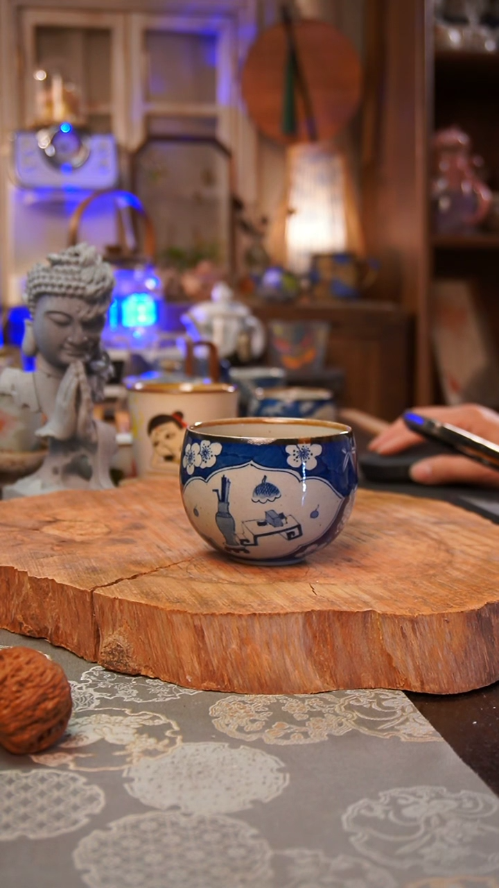 杯子围炉煮茶手工手绘手工手绘