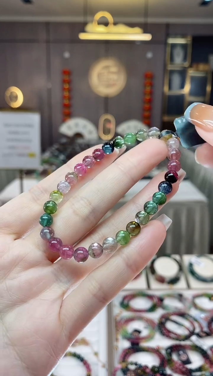 【闪购商品】碧玺西瓜单圈手串6mm+未镶嵌一物一证dan