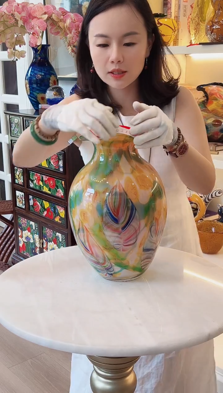 0031琉璃花瓶摆件黄色