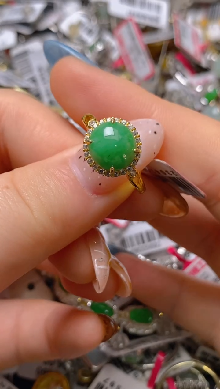 银S925镶嵌戒指翡翠百内无证书