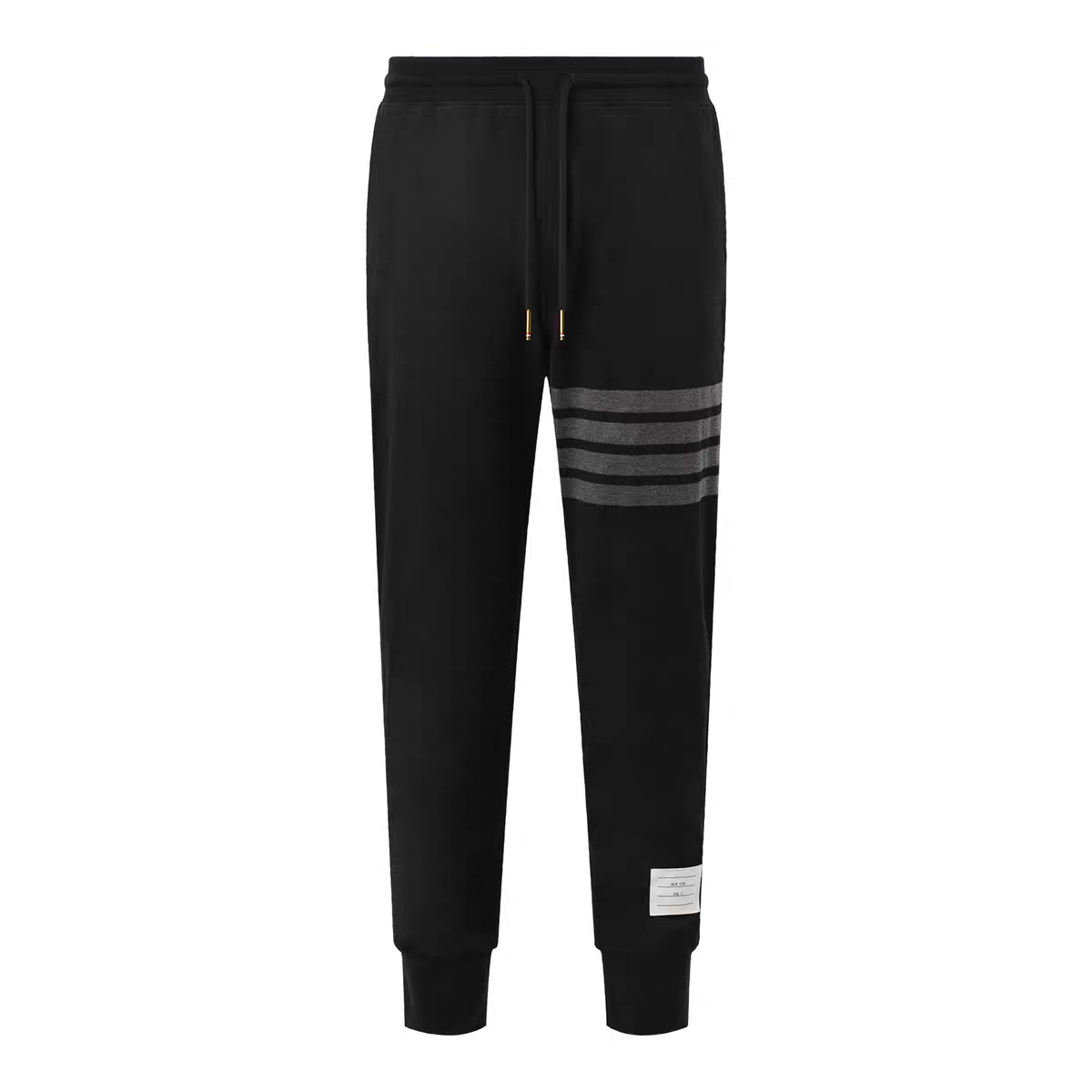 秋冬款男士四杠束脚裤卫裤黑色经典抽绳休闲裤男士百搭时尚男款