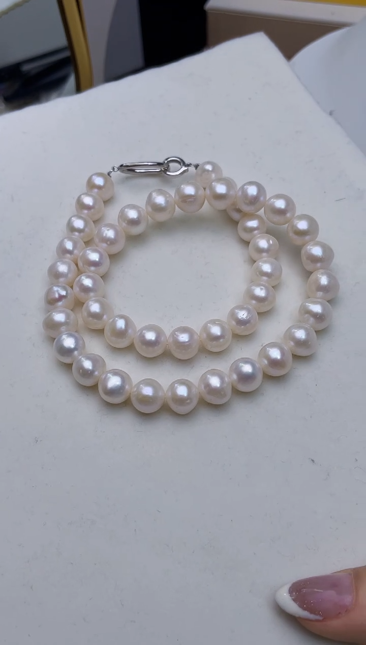 【闪购商品】淡水珍珠项链银S925镶嵌10MM（带证书带礼盒）