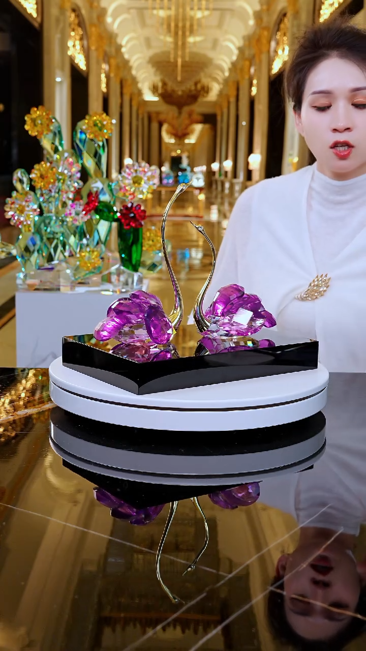 摆件YB00691天鹅摆件一组+黑底座30*20