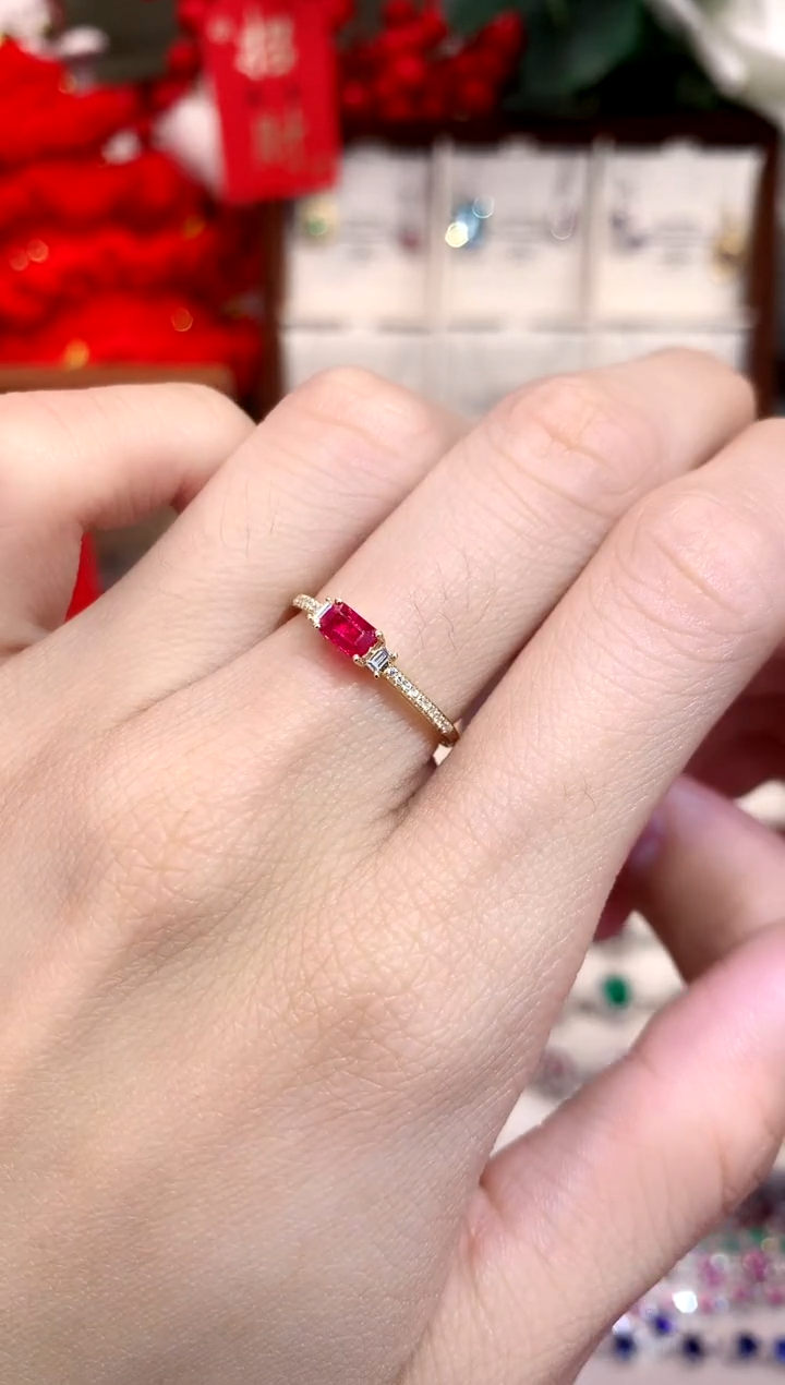 【闪购商品】红宝石戒指18K金镶嵌0.38ct/天然宝石/七天无理由