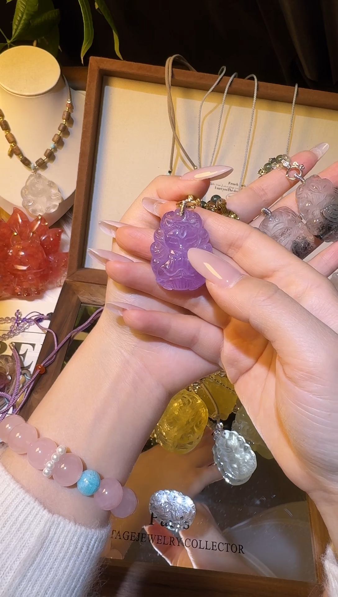 吊坠(赠链)未镶嵌水晶紫水晶九尾娘娘编绳款