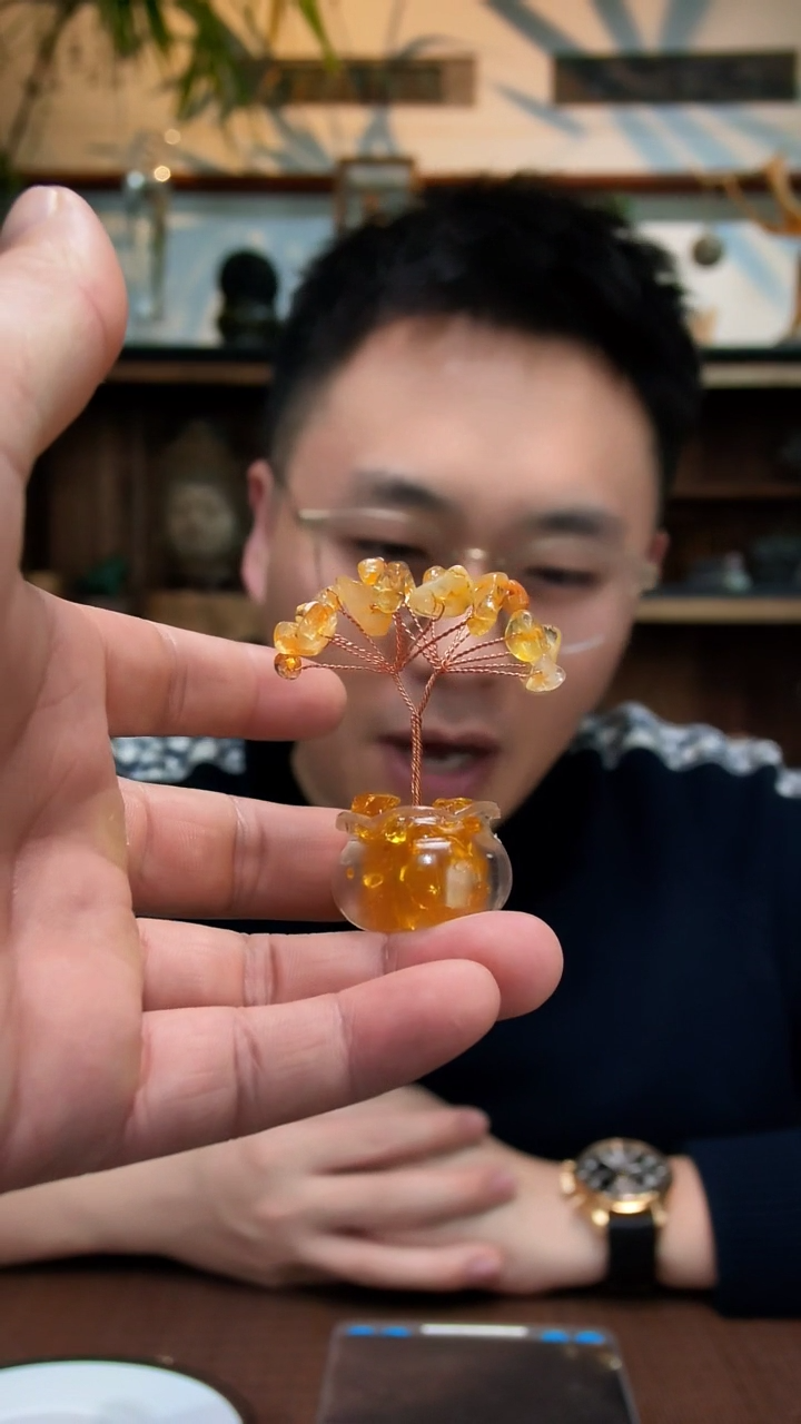 未镶嵌车挂水晶黄水晶随型小树摆件DN