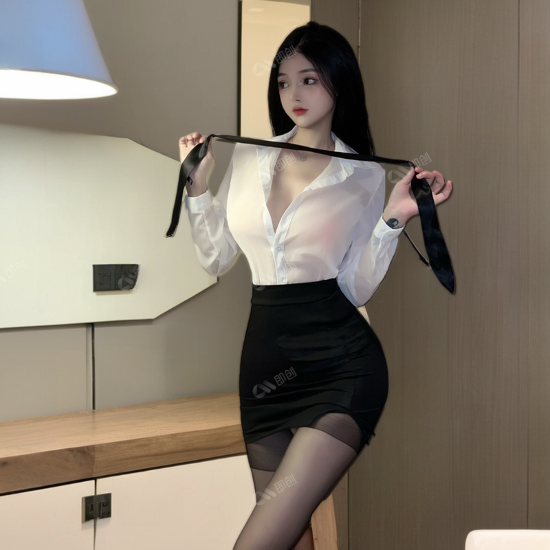 情侣性感紧身包臀睡衣秘书气质角色扮演家居服套装显瘦低胸御姐