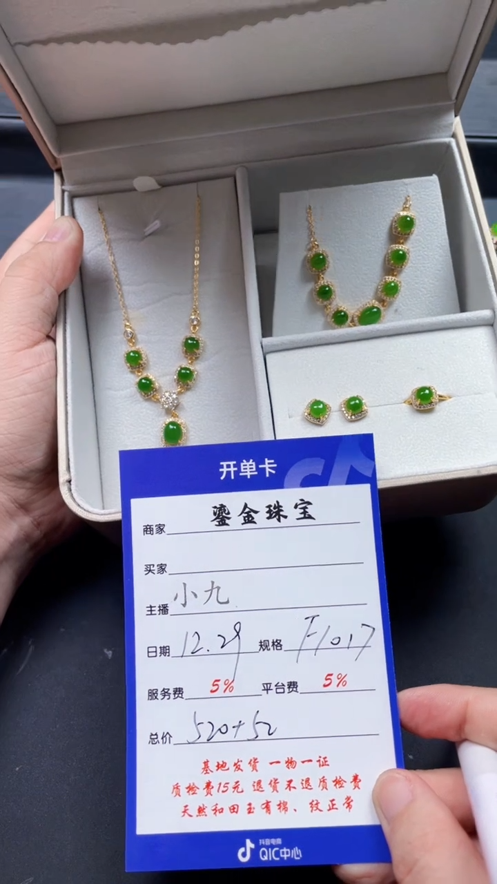 颈饰银S925镶嵌和田玉F1017