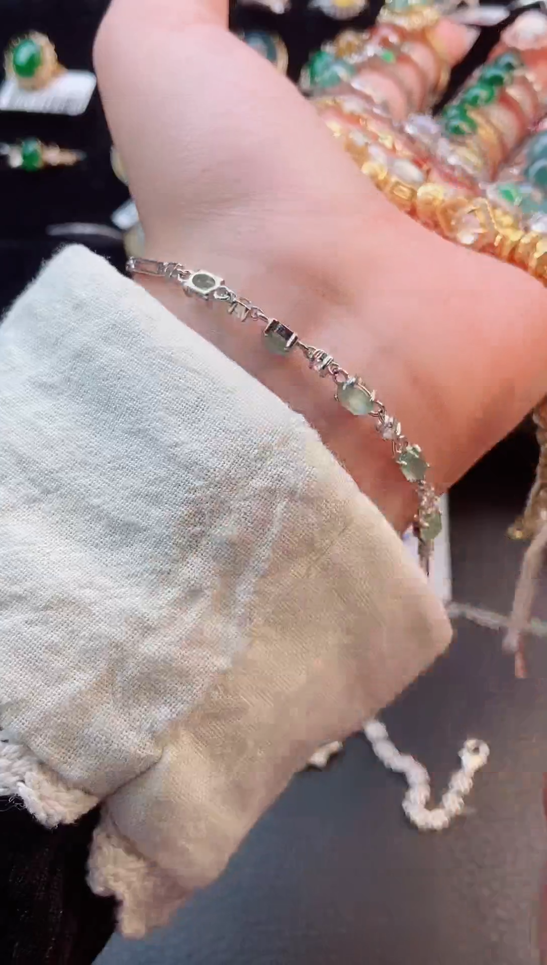 【闪购商品】翡翠戒指银S925镶嵌手链128