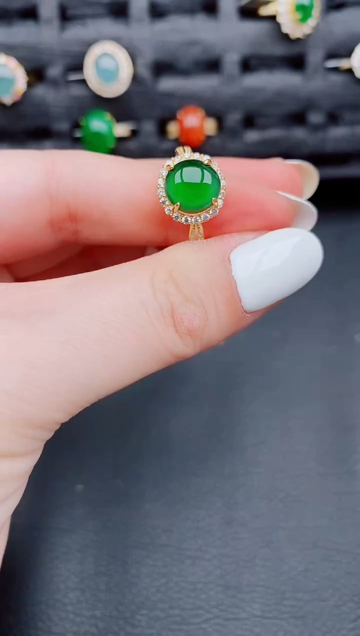 【闪购商品】翡翠戒指银S925镶嵌天然a货翡翠192