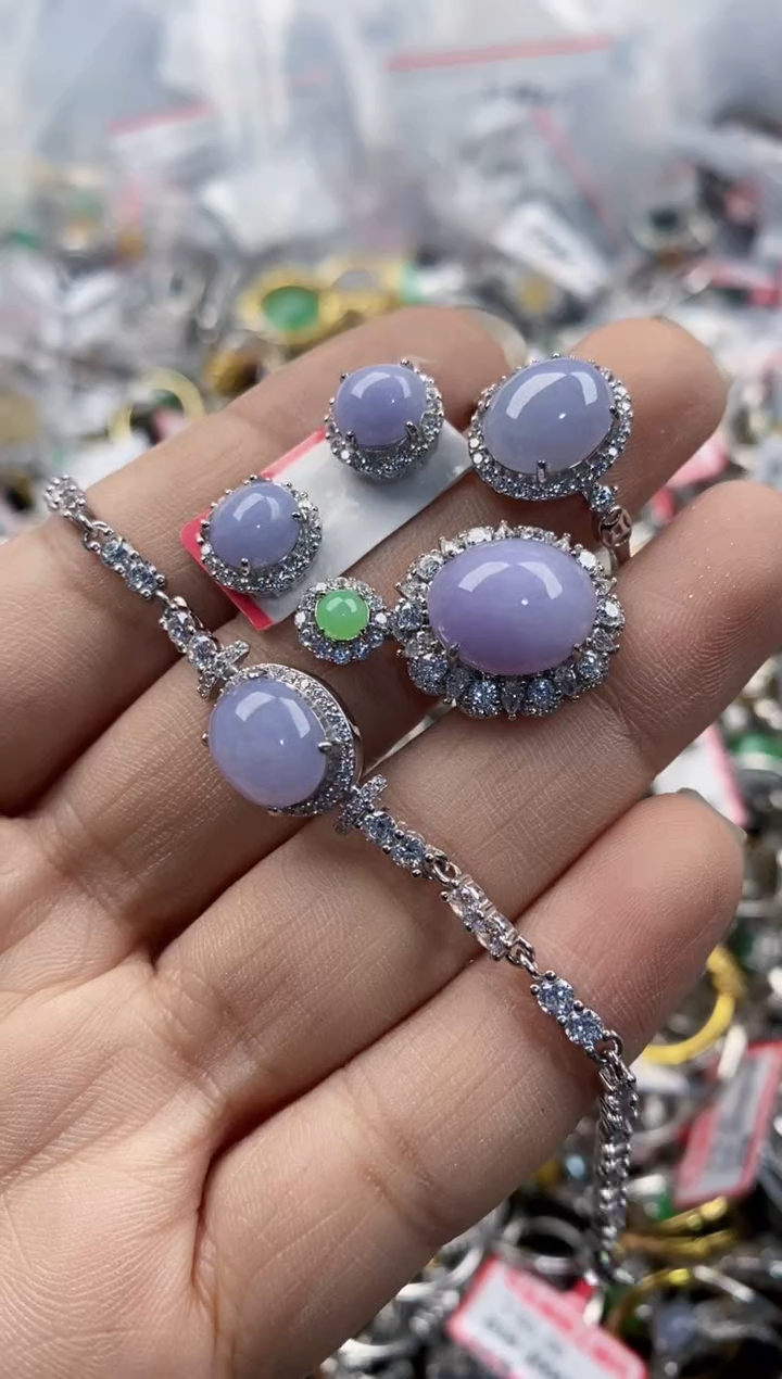 银S925镶嵌戒指翡翠444---1