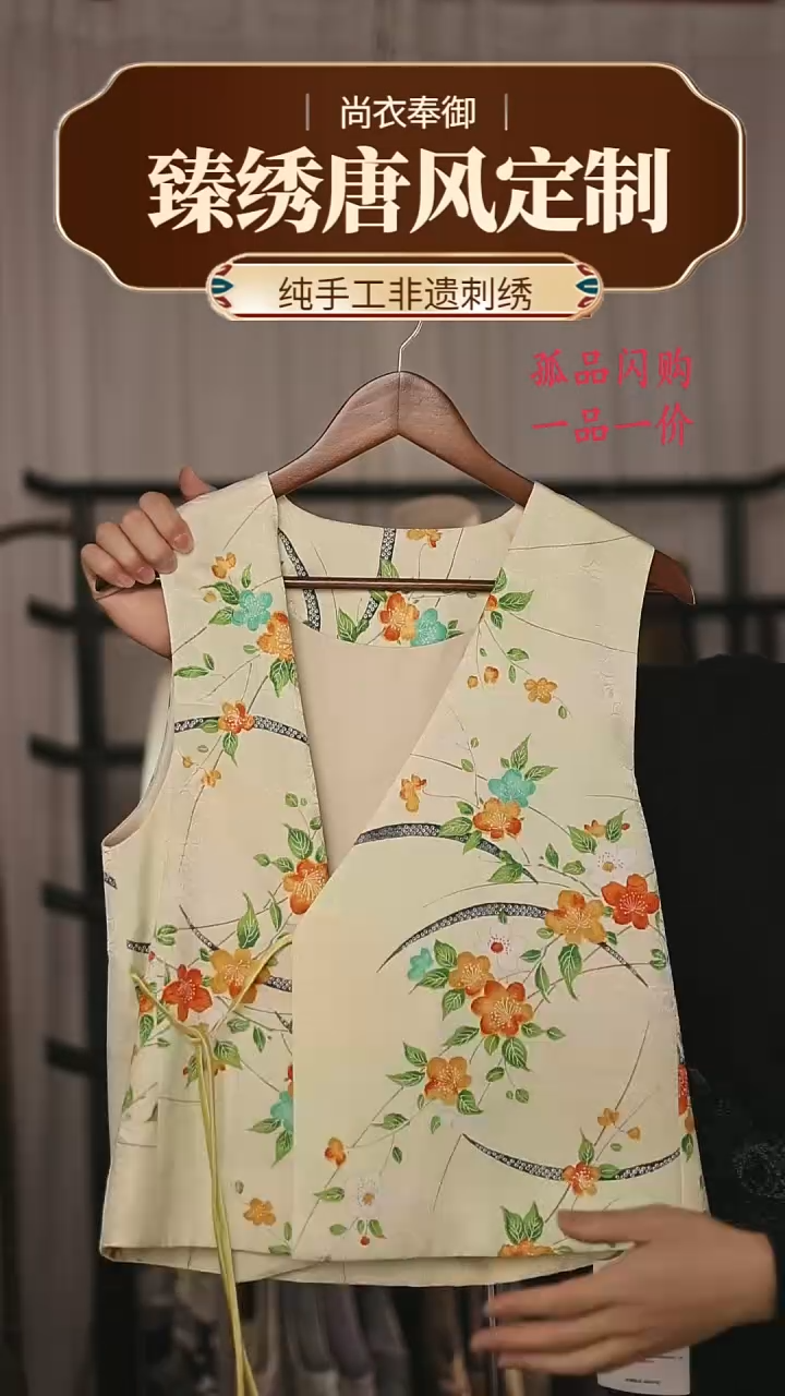 【闪购商品】织绣优优精选桑蚕丝深V春天系马甲29