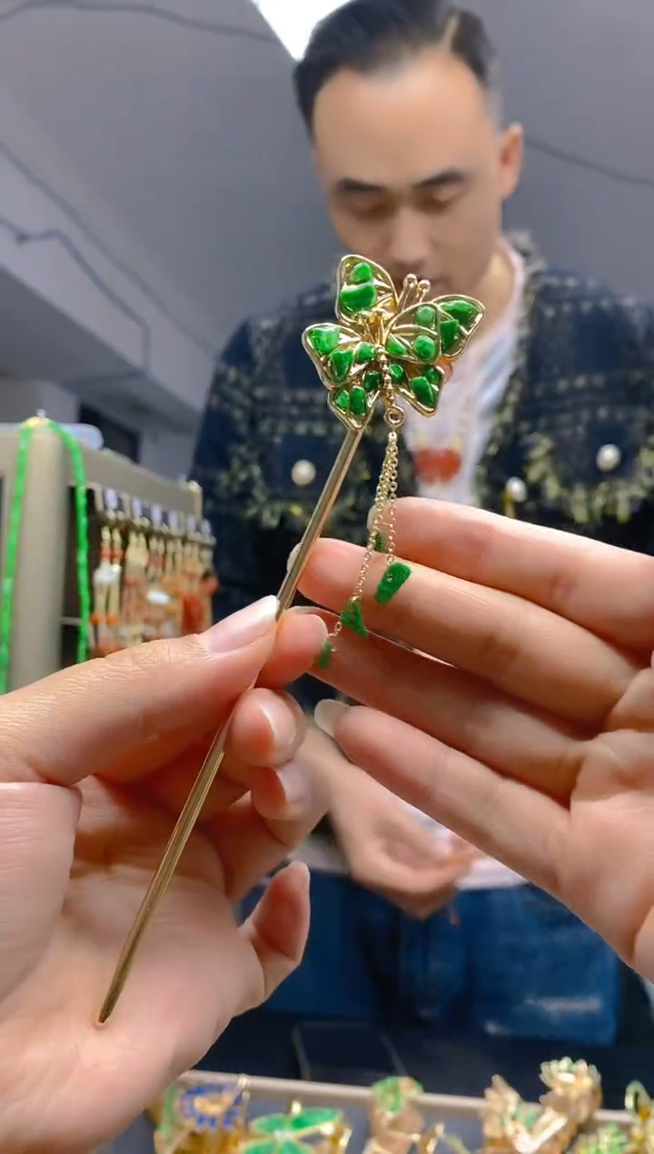 【闪购商品】翡翠耳饰合金0259翡翠发簪