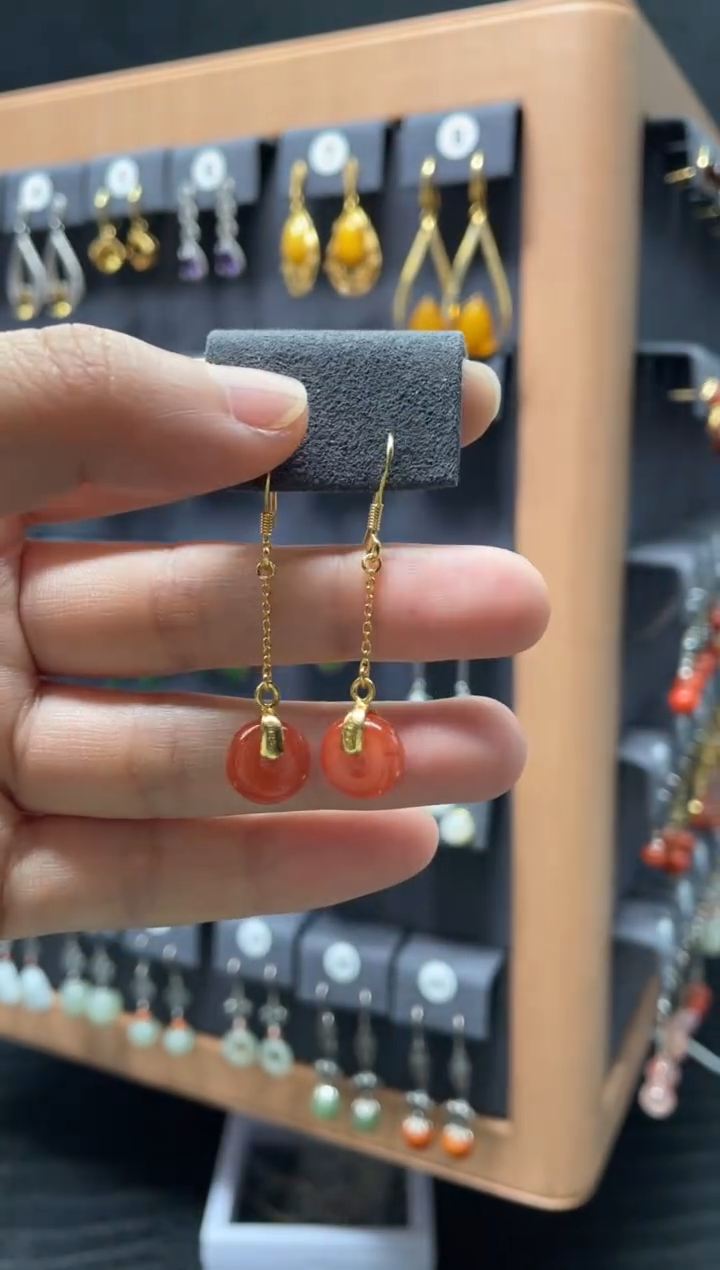 【闪购商品】南红玛瑙耳饰银S925镶嵌0520