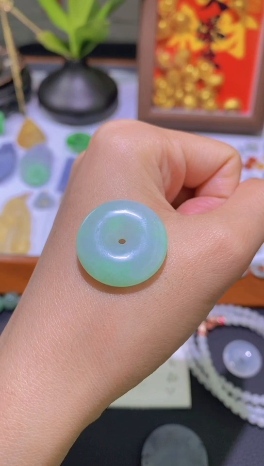 未镶嵌定制翡翠平安扣吊坠~