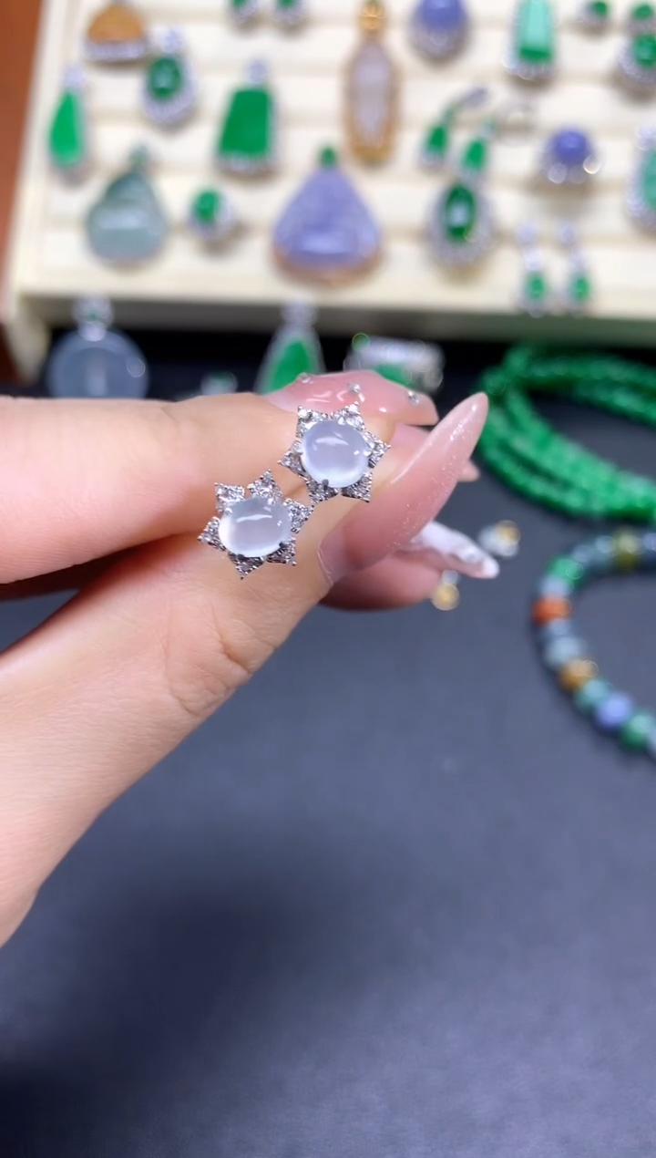 【闪购商品】翡翠耳饰18K金镶嵌耳饰|1550+155