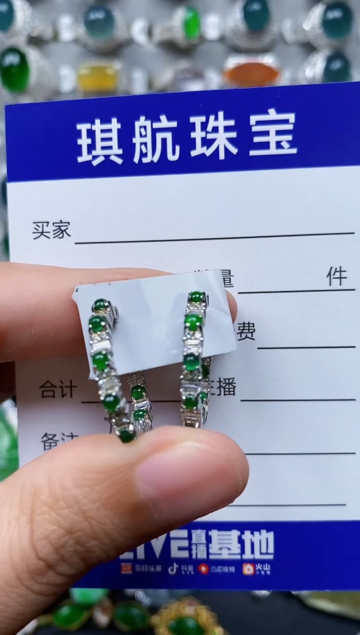【闪购商品】翡翠耳饰银S925镶嵌0209