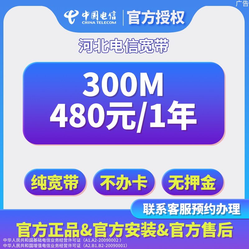 【河北省】300M单宽带