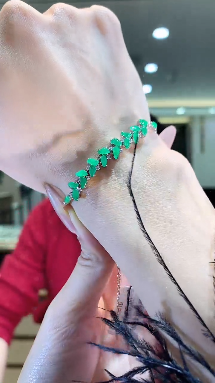 【闪购商品】翡翠手链18K金镶嵌手链CY