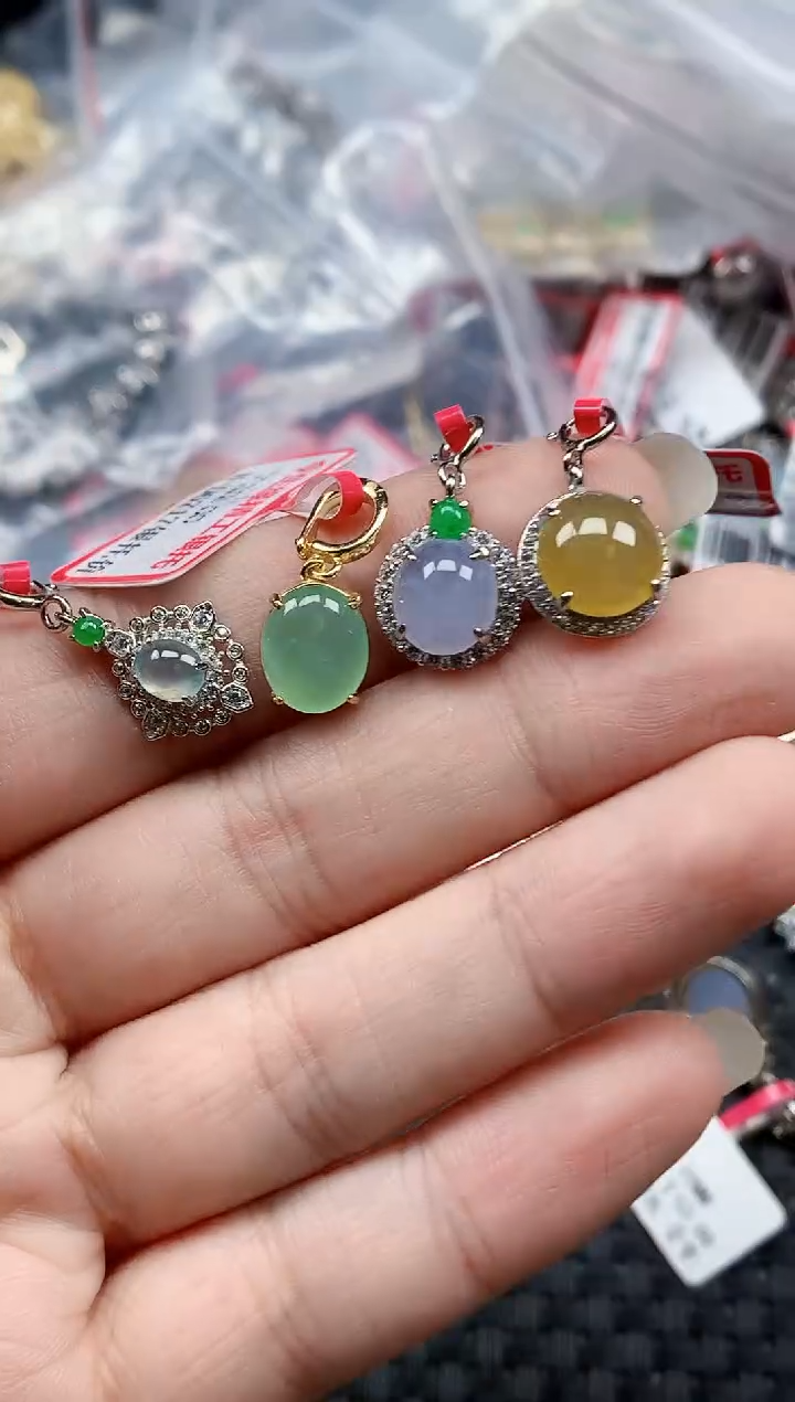 银S925镶嵌戒指翡翠天然A货缅甸翡翠