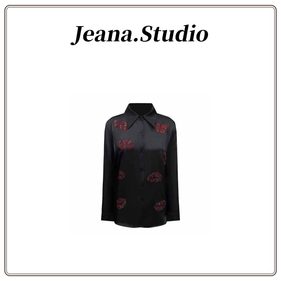 【Jeana.studio】原创设计轻奢【烈焰红唇】烫钻衬衫