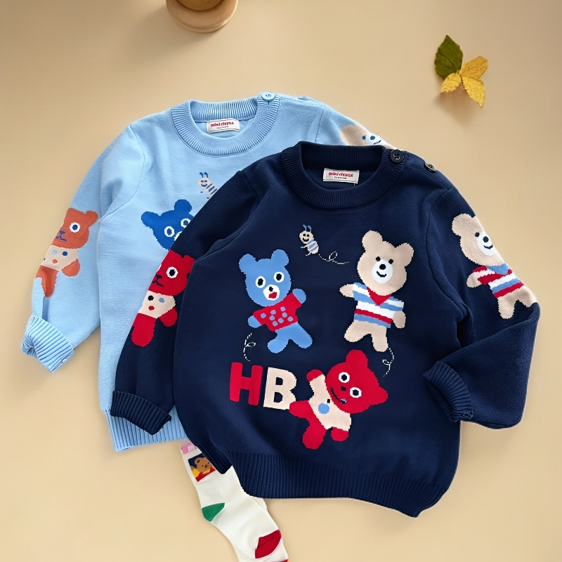 男女童长袖套头针织毛衣