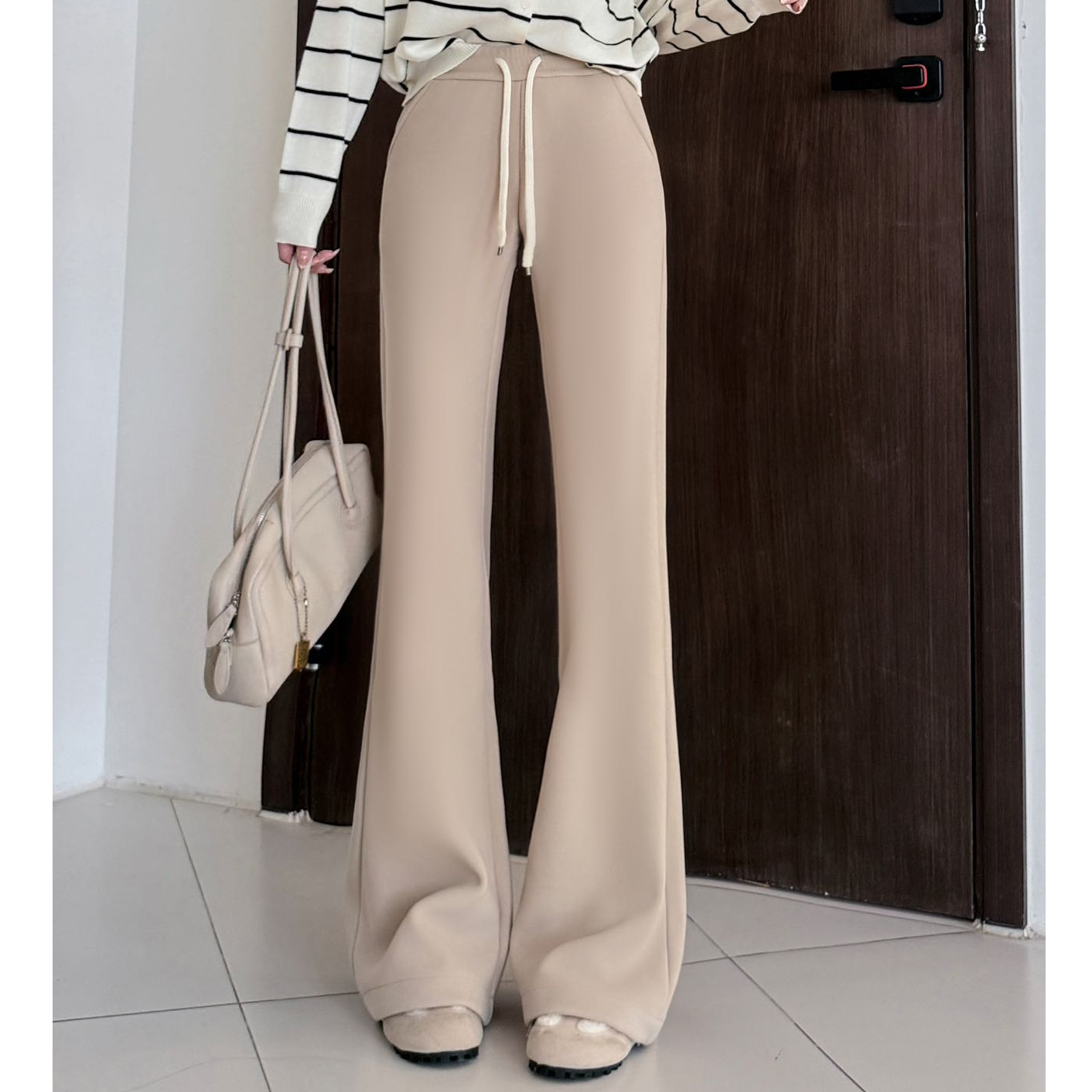 纤腿秘术·莱赛尔山羊绒蚕丝女士微喇裤 柔云暖护 温润亲肤 Y7091