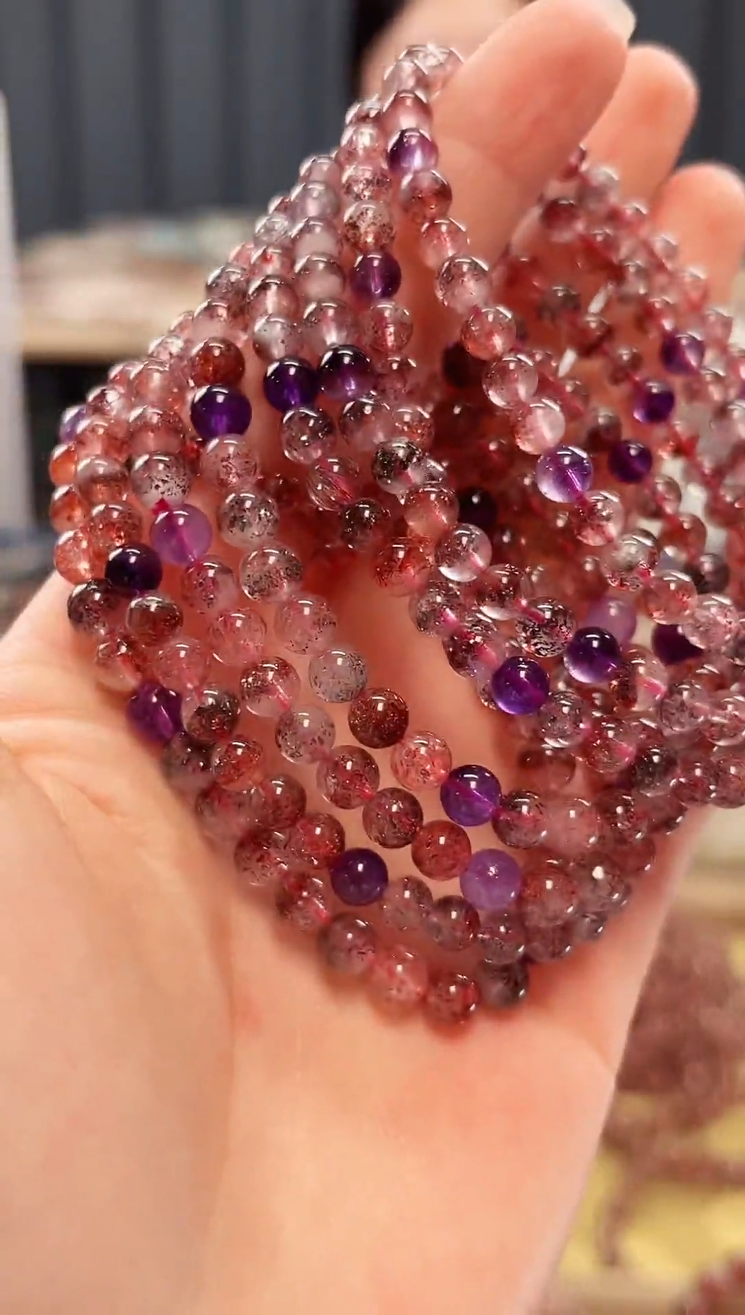 未镶嵌手串水晶桃花醉超七单圈手串5mm【多样性发一】