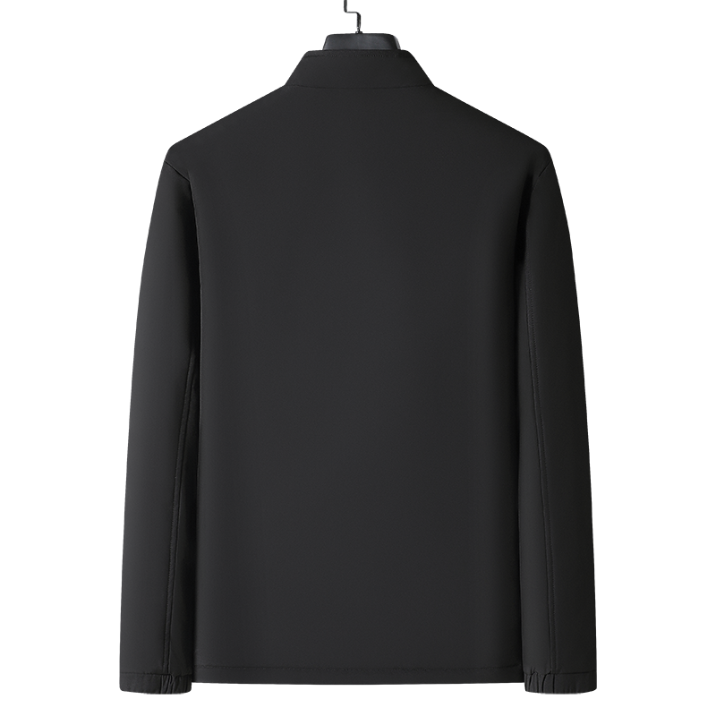 贵总2025秋冬季新款外套加绒加厚夹克男立领纯色上衣中老年棉衣男