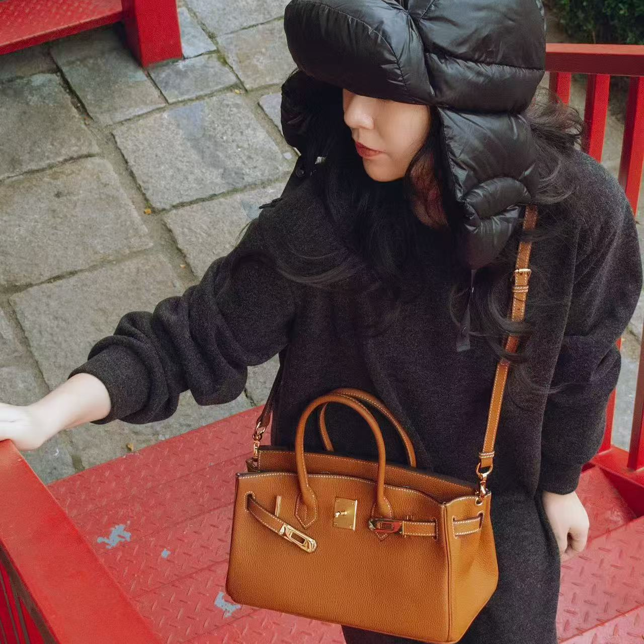 【加莉专属】【AJ AOIRJ】头层牛皮凯莉包高级感手提包单肩斜挎包女