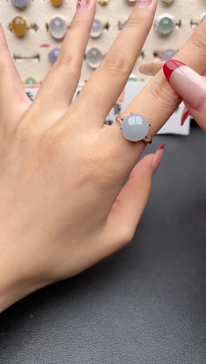 【闪购商品】翡翠戒指银S925镶嵌一物一证一礼盒