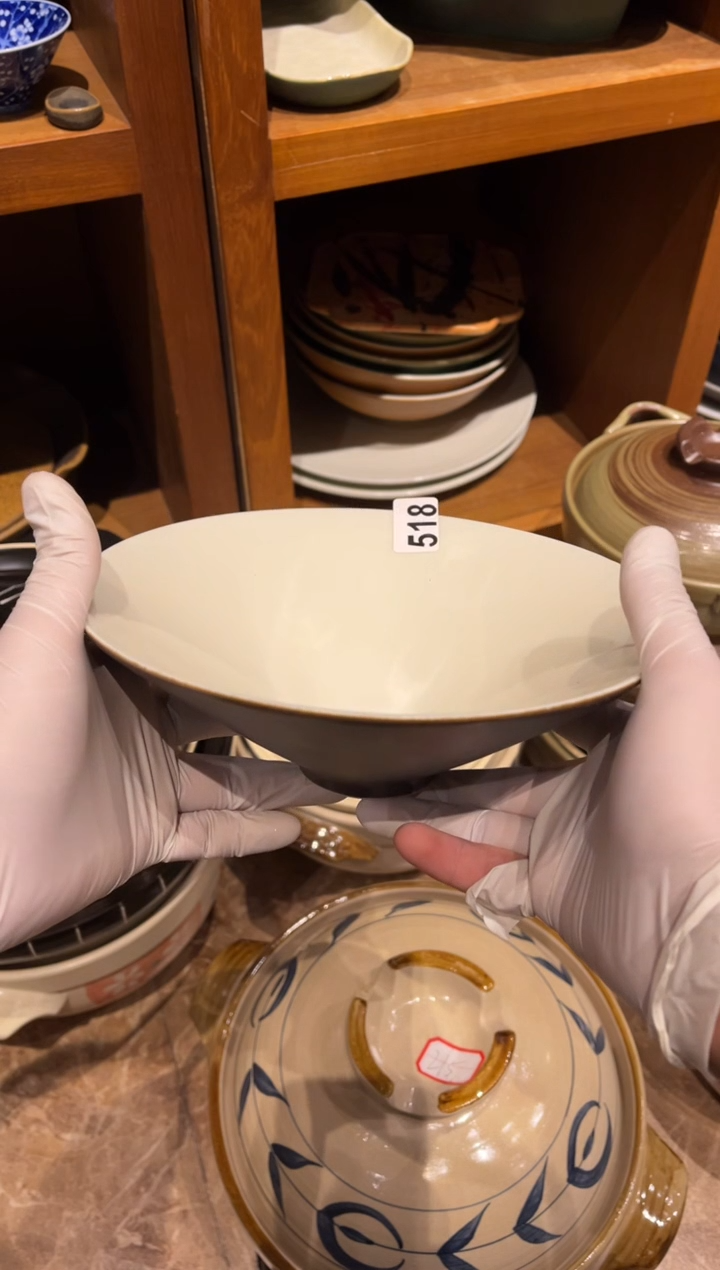 【闪购商品】瓷片518外黑内白斗笠面碗1个