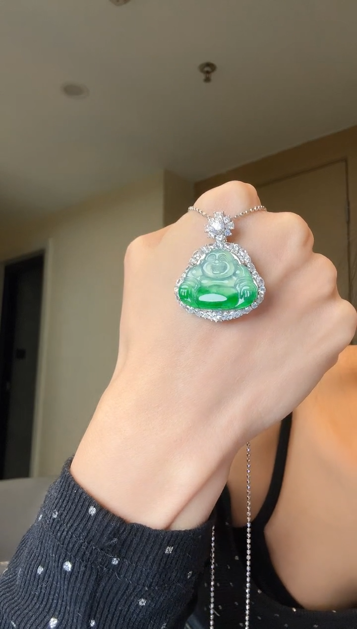 【闪购商品】翡翠吊坠(不含链)银S925镶嵌天然翡翠吊坠1