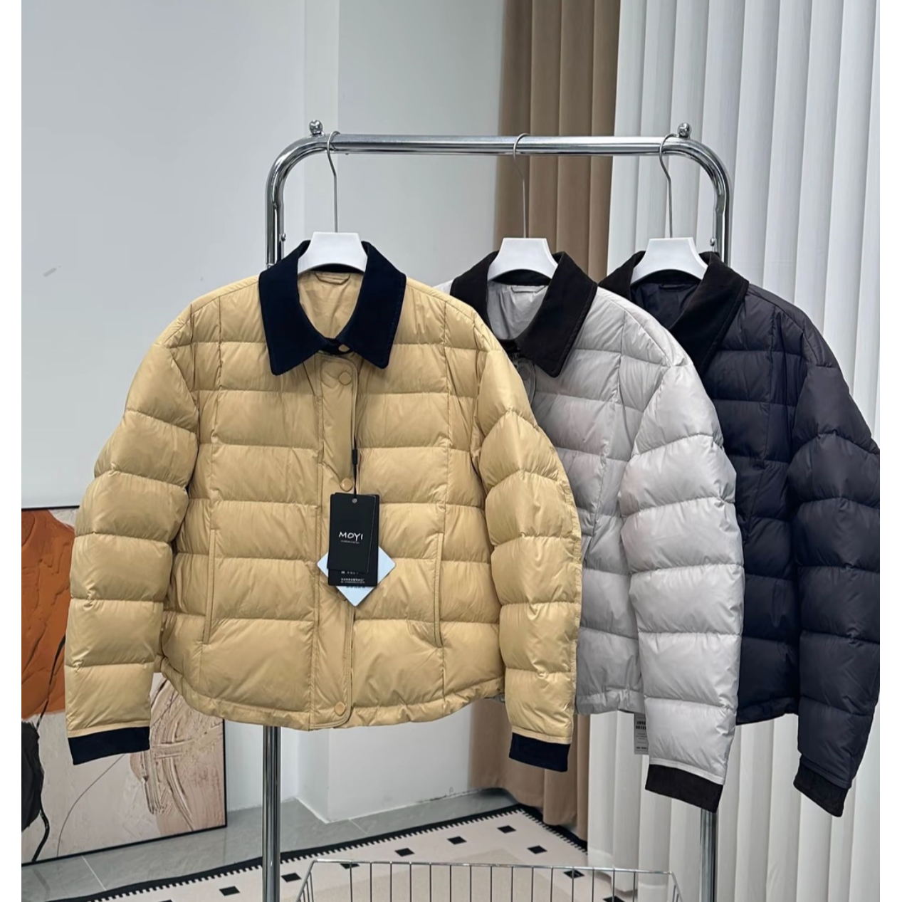 爆款设计感拼接白鸭绒羽绒服女装2025冬季韩系巨好看时尚保暖外套