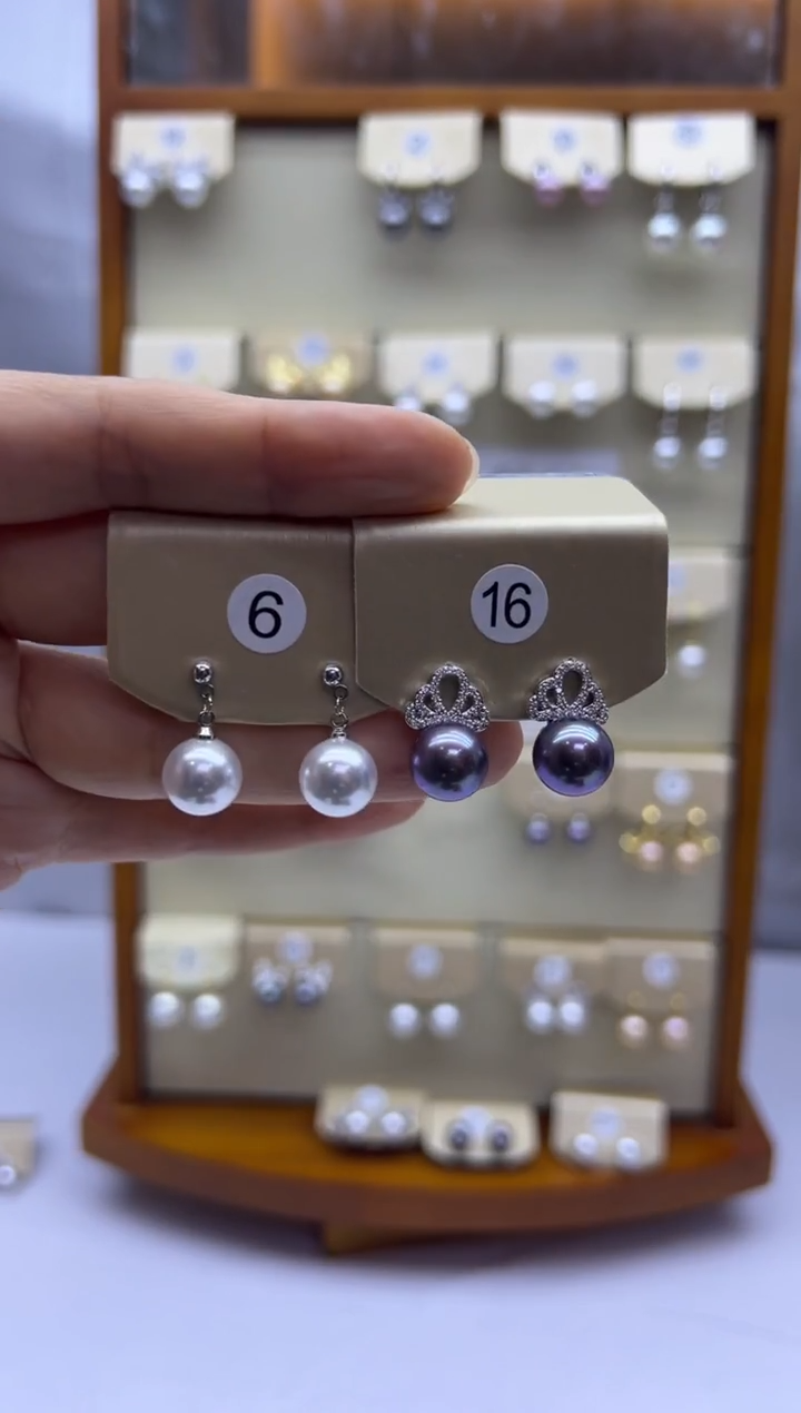 未镶嵌耳饰淡水珍珠6+16