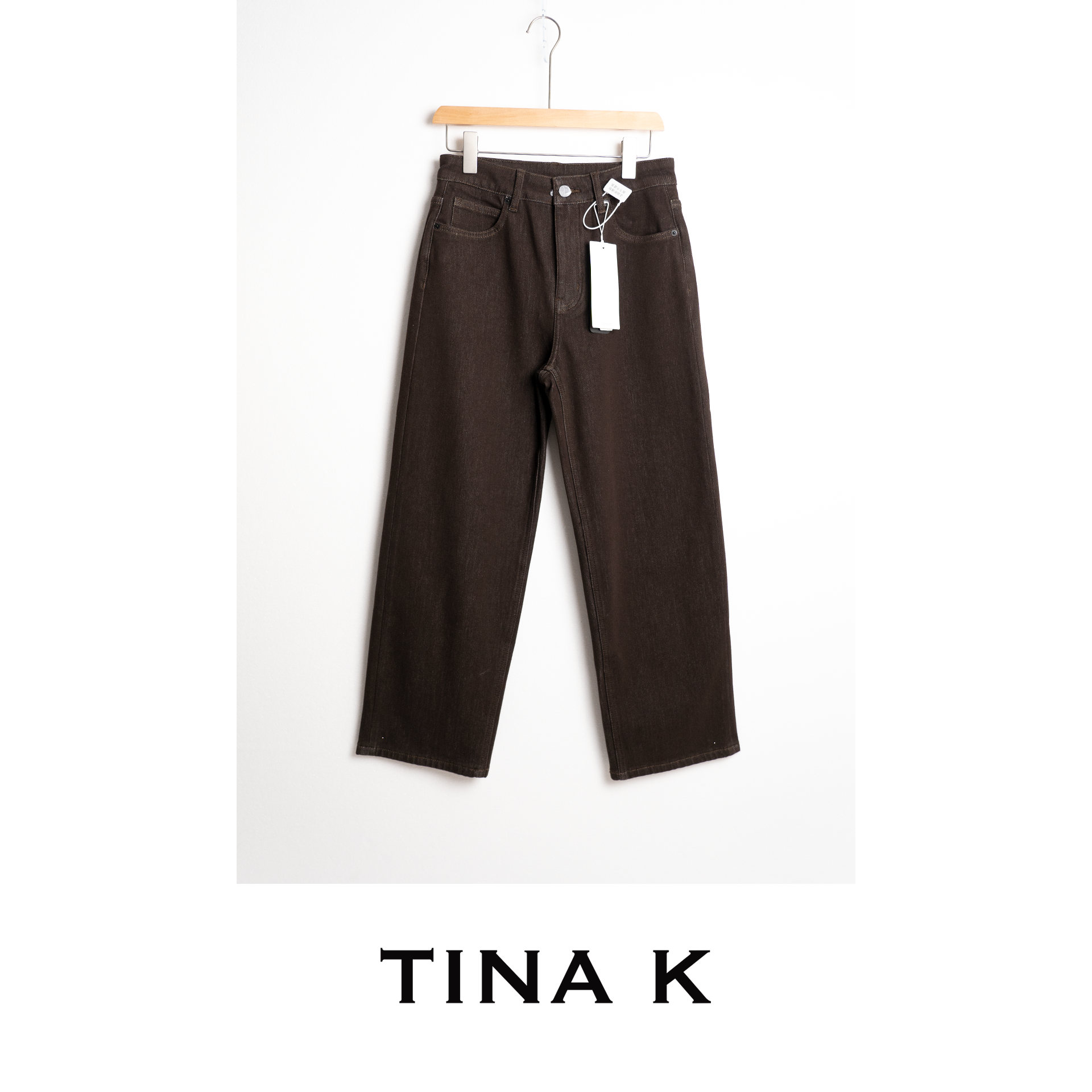 TinaK秋冬新款女士丹宁风九分裤时尚法棍牛仔裤KZ225580