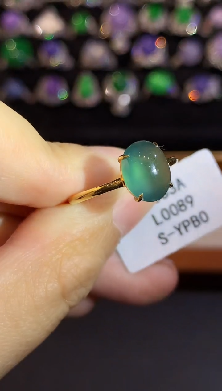 翡翠戒指18K金镶嵌L0089多样性发其一