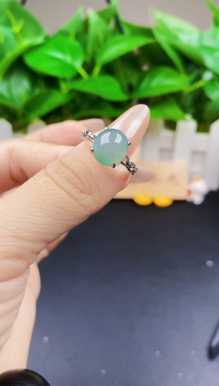 翡翠戒指银S925镶嵌12