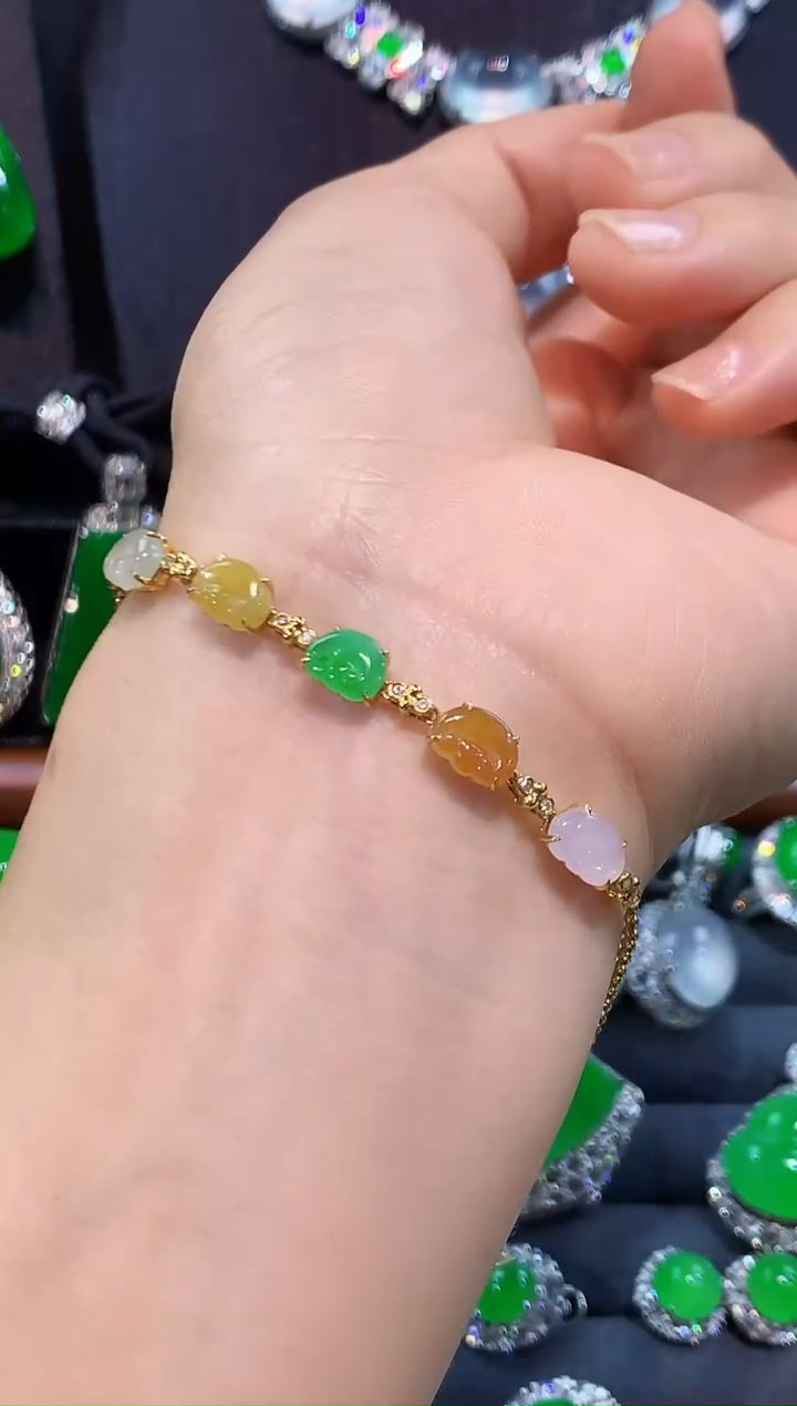 18K金镶嵌手链翡翠手链