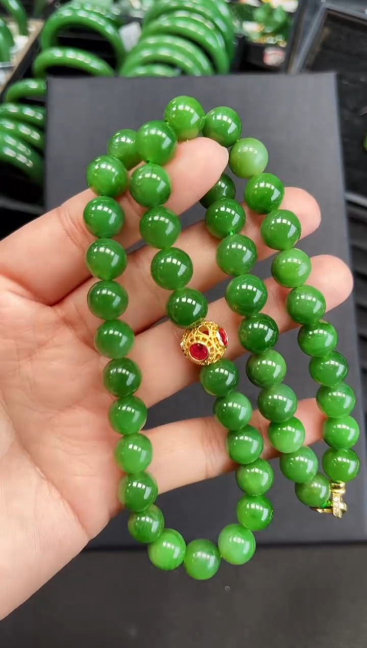 【闪购商品】和田玉项链18K金镶嵌10MM多样性发一