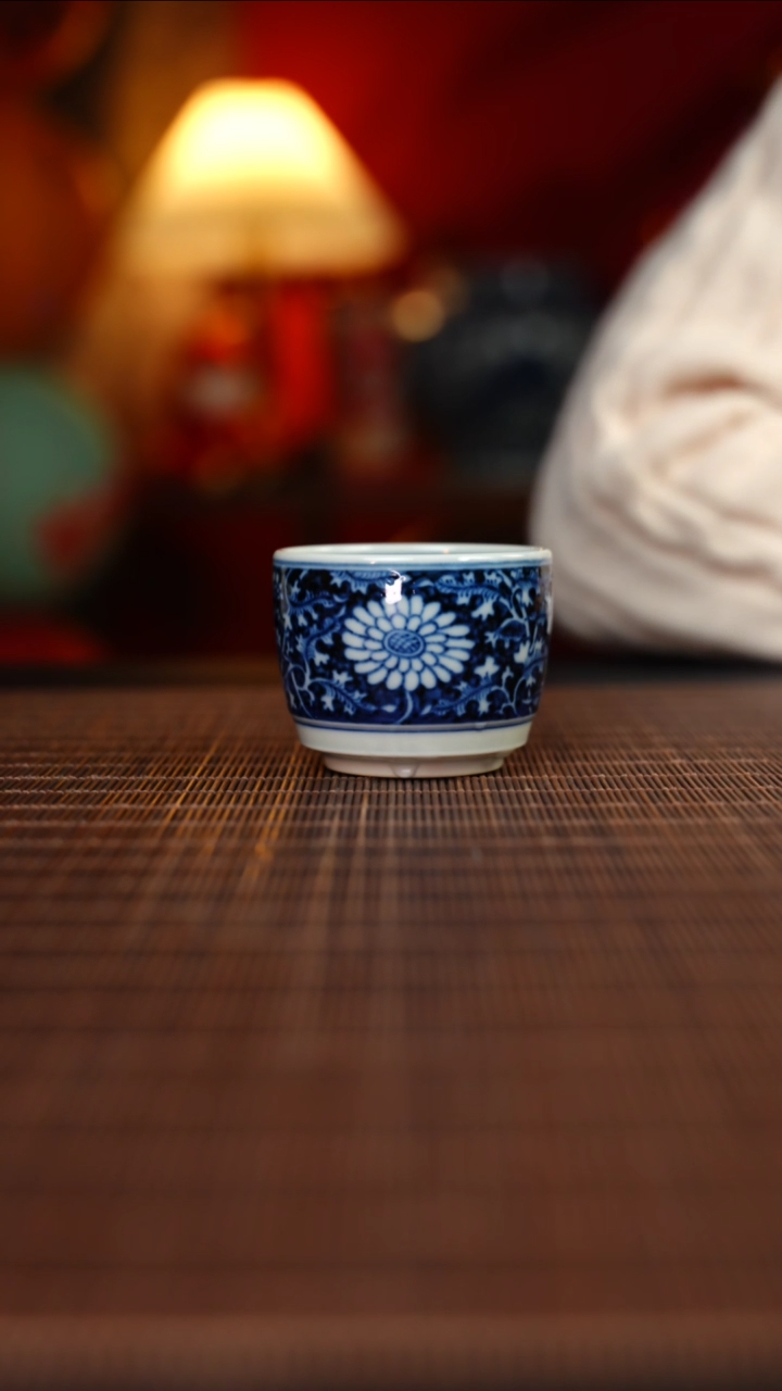 【闪购商品】杯容量80CC 元黛工坊 蓝底花卉蛋蛋杯
