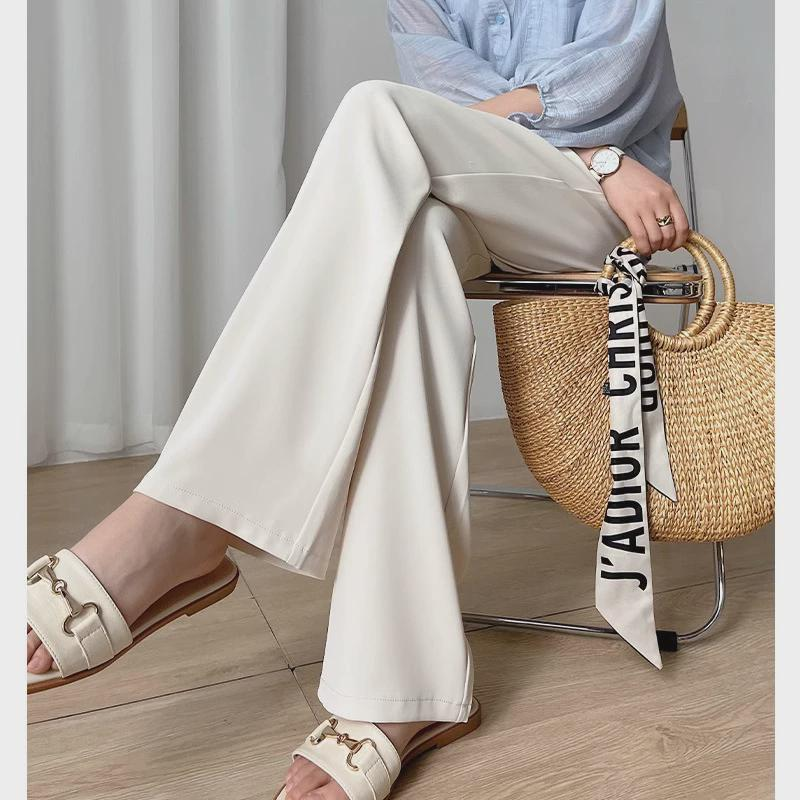 法式阔腿裤女慵懒风垂感软糯休闲直筒裤