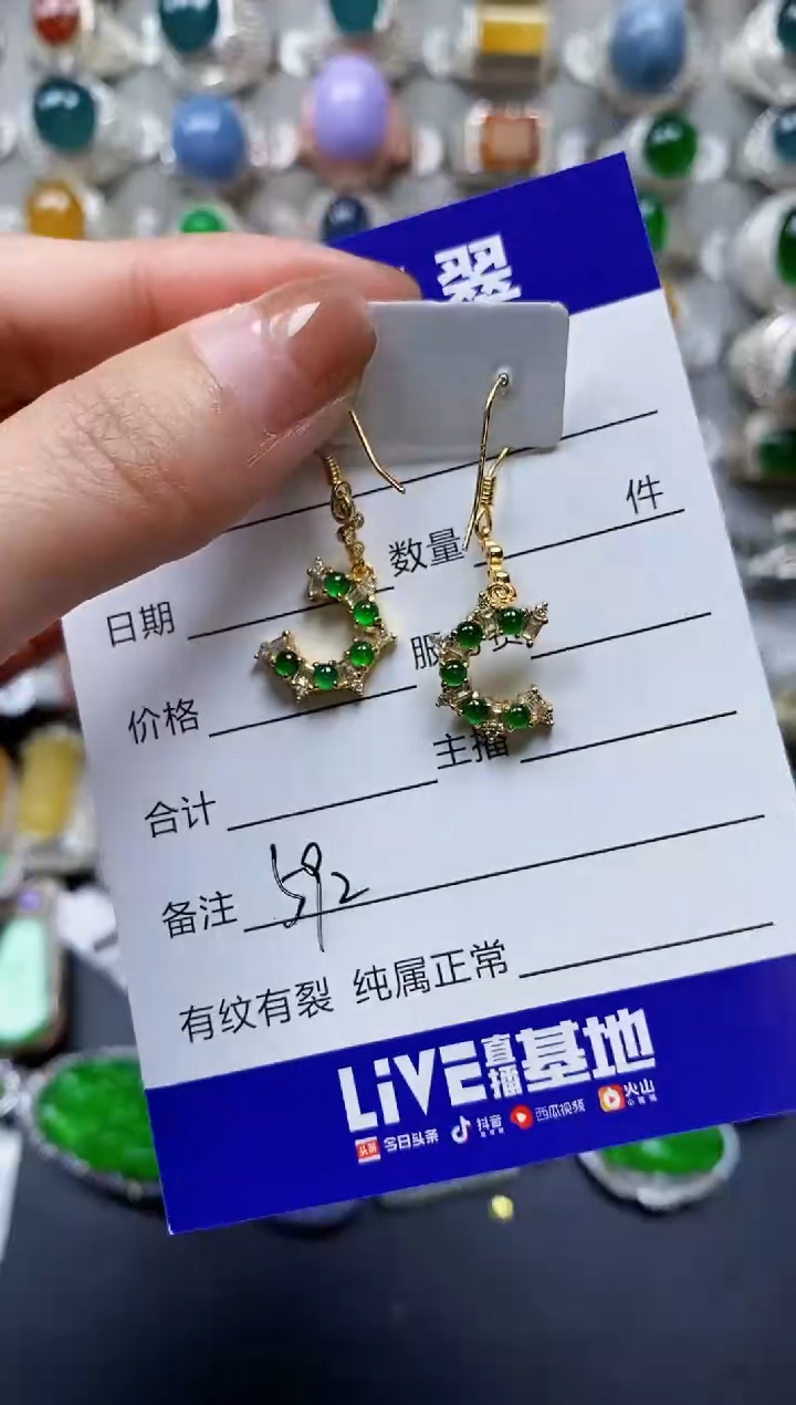 【闪购商品】翡翠耳饰银S925镶嵌0592