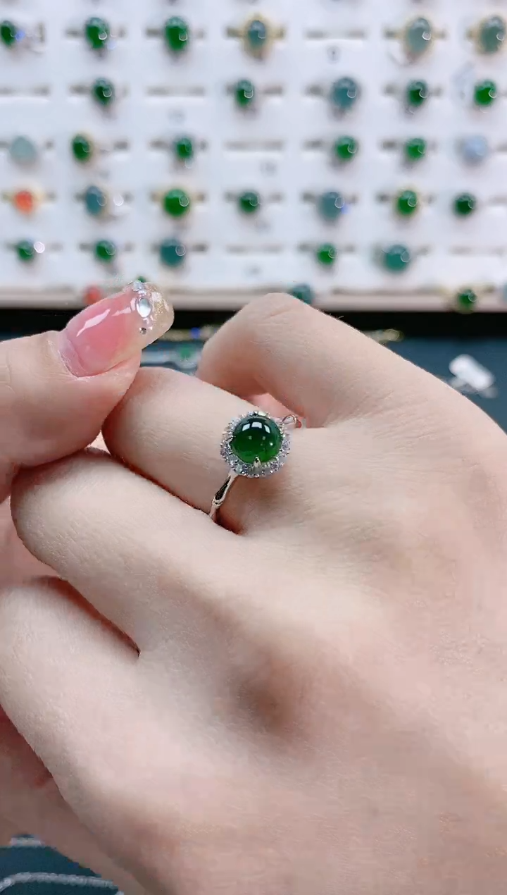 【闪购商品】翡翠戒指银S925镶嵌天然翡翠