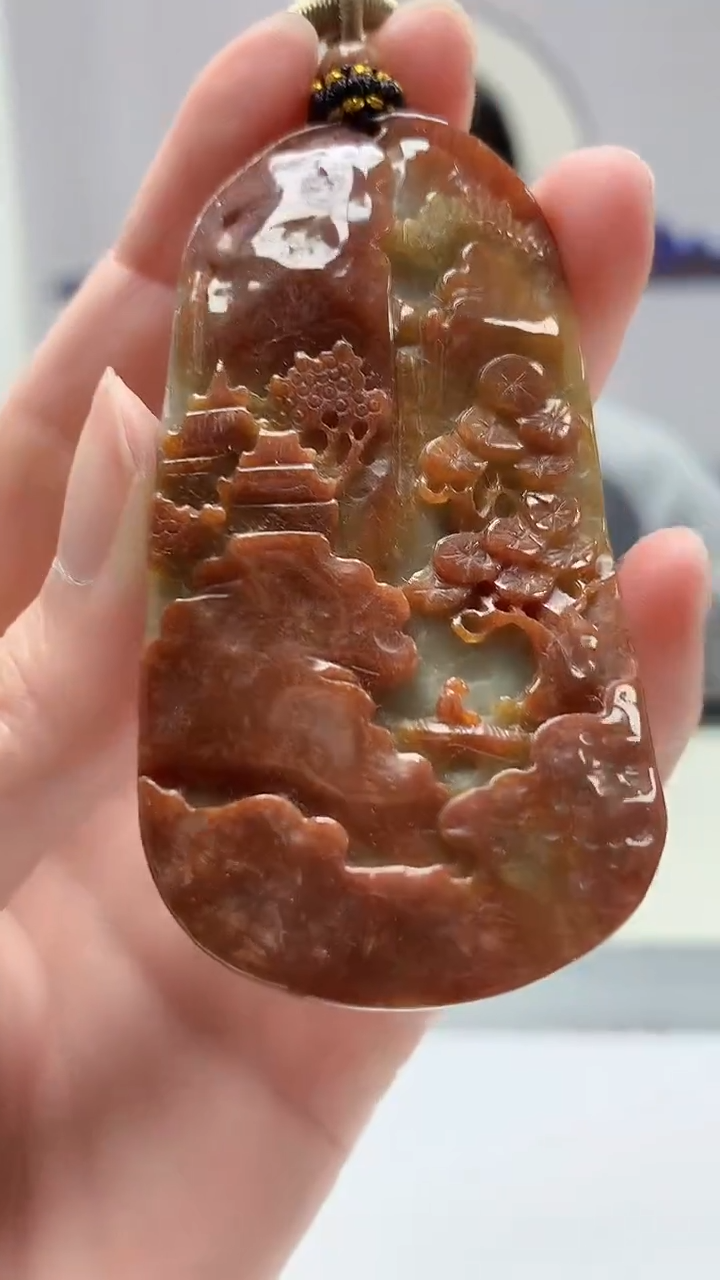 【闪购商品】定制翡翠未镶嵌4917zm-毛货挂件山水65