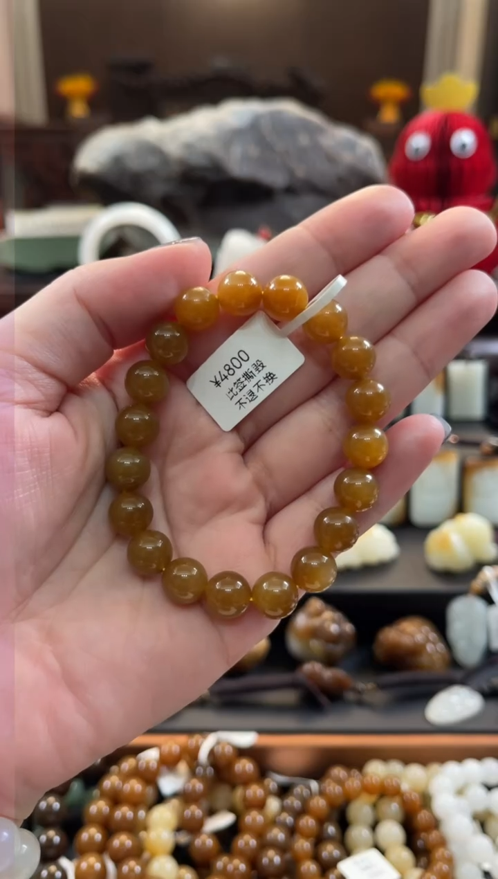 【闪购商品】和田玉（糖玉）手串未镶嵌金山全糖10mm单圈手串