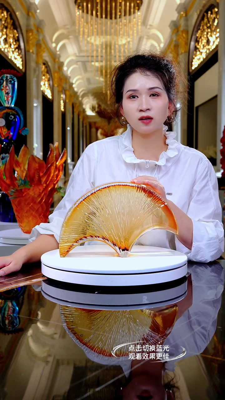 琉璃摆件YB01849银杏叶摆件