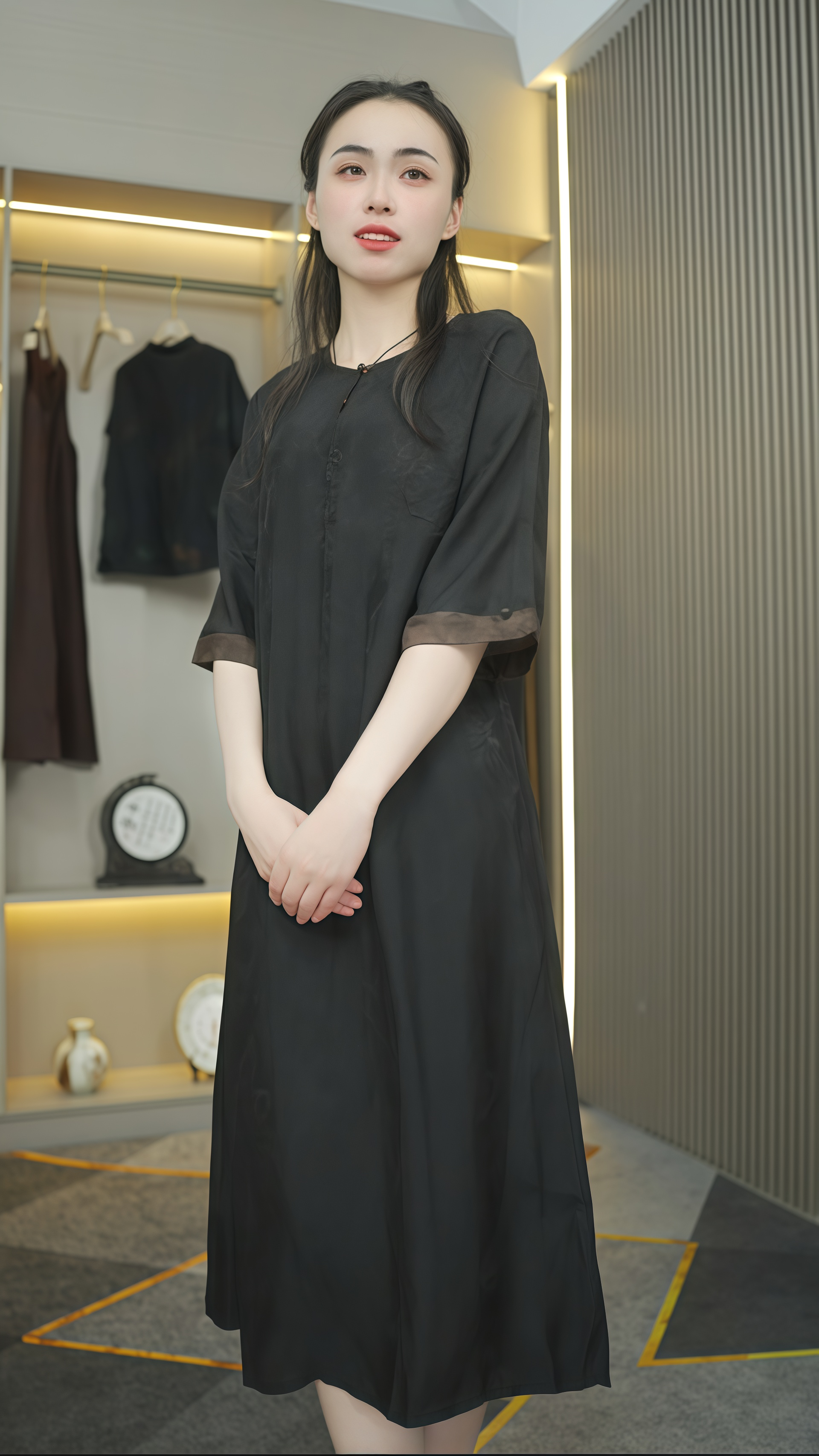 新中式裙子宽松中国风七分袖夏季长款显瘦时尚复古领斜襟气质禅意