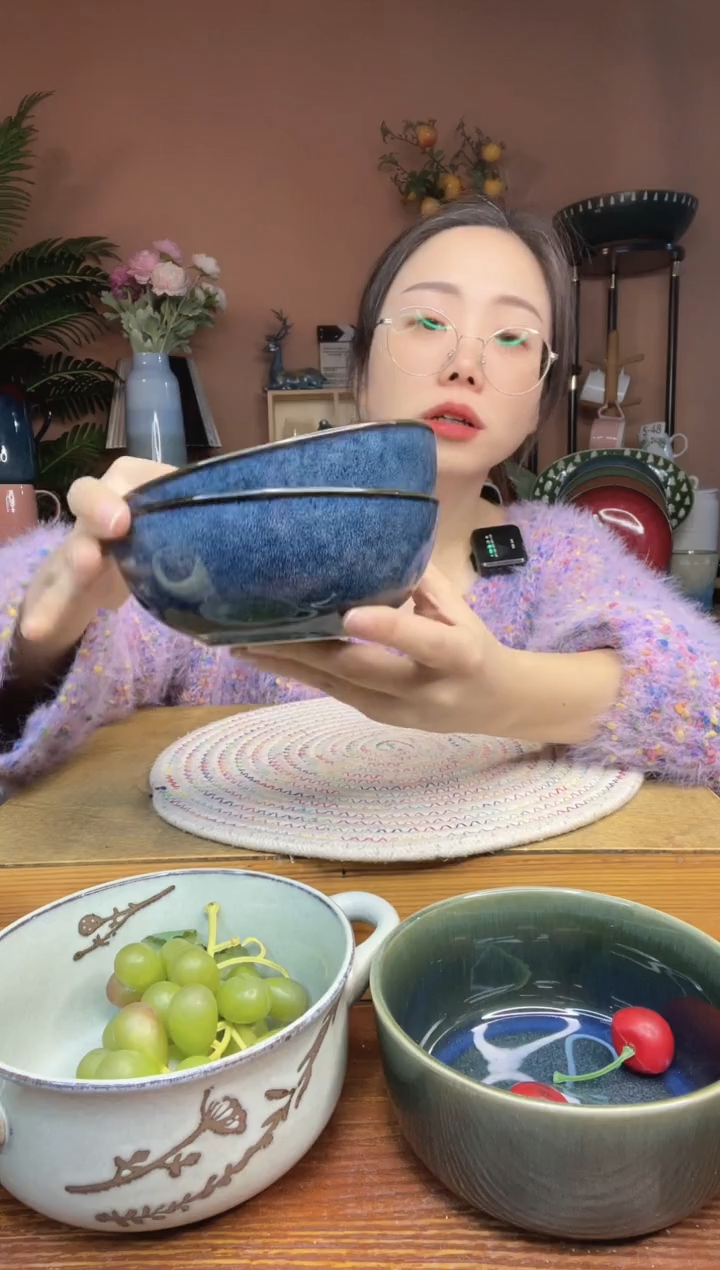 陶瓷5.5英寸蓝色米饭碗 2件 微瑕疵
