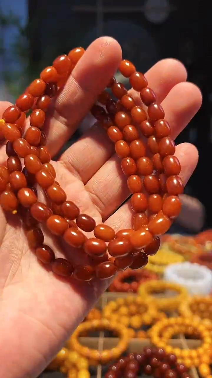 【闪购商品】蜜蜡手链未镶嵌8左右老枣蜡108多圈